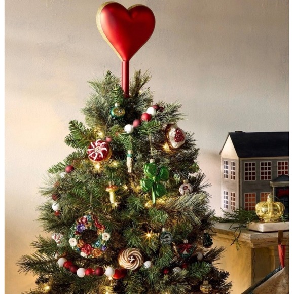 John Derian for Target Heart Tree Topper Red Gold Metal Glass 10 Inch Holiday - Picture 9 of 9